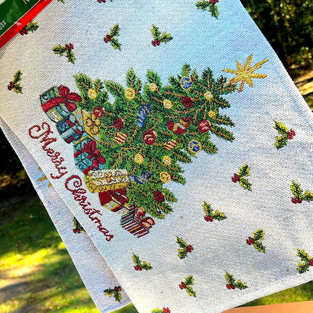 Tapestry placemats holiday
Christmas house set of two Merry  Christmas Tree New